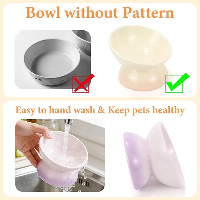 Elevated Cat Food Bowl 4 Pack 5 Oz Ceramic Raised Tilted Water Dishes, 15° Tilt Anti Vomiting, Protect Pets' Spines Bowls for Small Dog, Fat Faced Cat, Kitten - Image 6