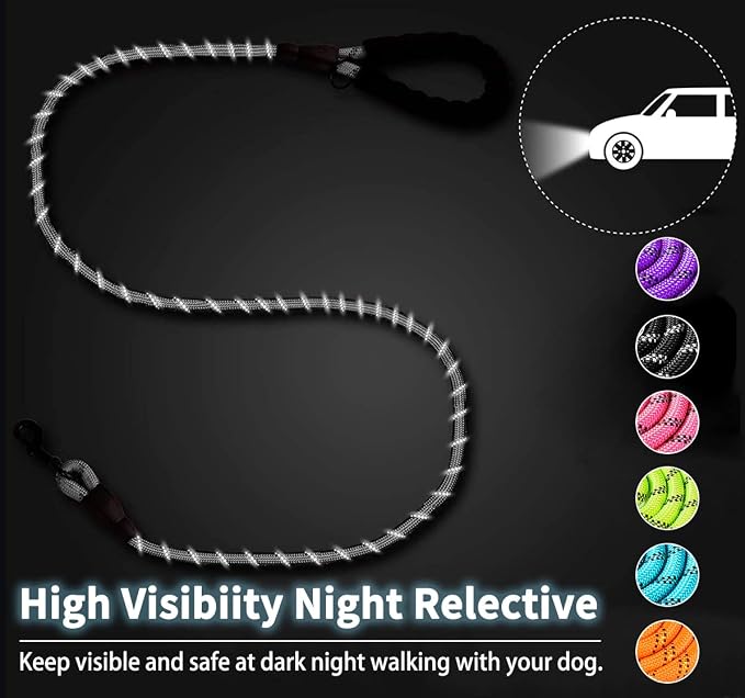 COOYOO 2 Pack Dog Leash 6 FT Heavy Duty - Comfortable Padded Handle - Reflective Dog Leash for Medium Large Dogs with Collapsible Pet Bowl - Image 6