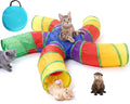 Bemodst S-Type Cat Tunnel, 2 Way/3 Way/4 Way/5 Way Collapsible S-Shape Small Animal Tubes Kitty Tunnels Interactive Maze House Toy with Storage Bag for Kitten Puppy Rabbit Guinea Pig (Rainbow-5 Way) by Bemodst