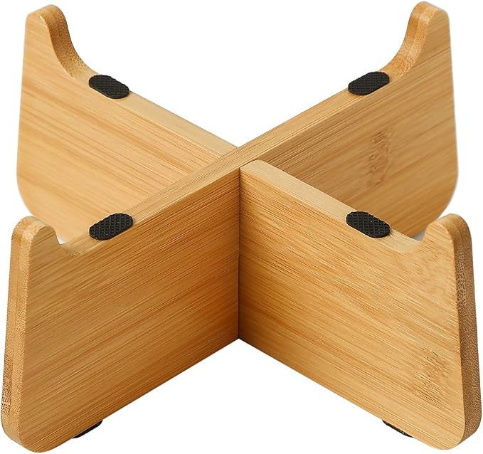 Elevated Cat Bowl Stand - Bamboo Base for Cat Dish - Non-Slip Pet Feeding Holder - Anti-Vomit & Stress-Free - Bowl Not Included by PTOBER