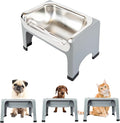 Fluff Trough 7.25 Inch Tall Elevated Dog Bowls for Medium & Small Dogs – Stainless Steel Raised Dog Bowl with Stand Holds 2 Cups of Pet Food – Vet Recommended, Dishwasher Safe Dog Feeder Station by FluffTrough