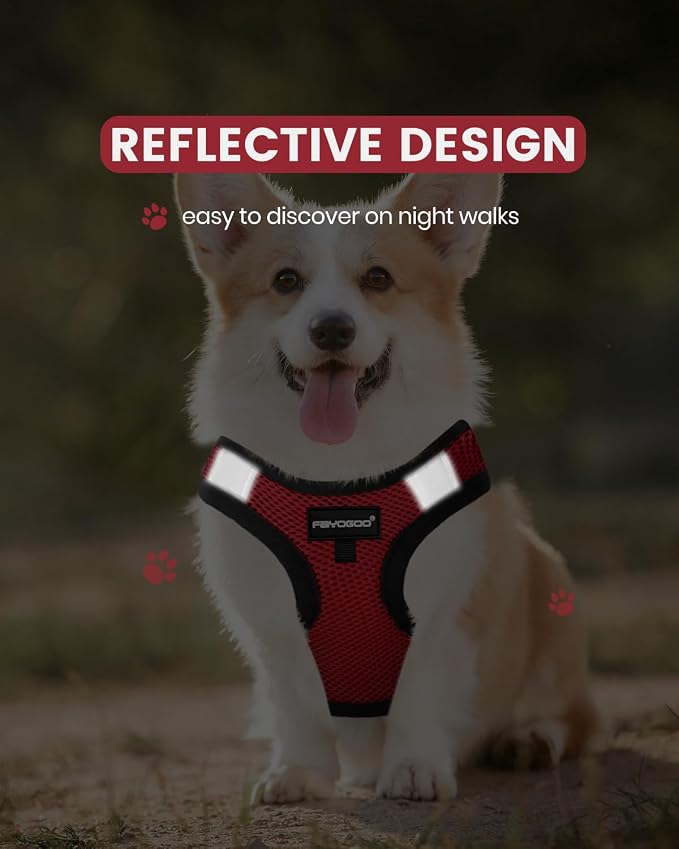 FAYOGOO Service Dog Vest Set for Small Dogs, Mesh Harness and Leash | Lightweight step-in vest with leash and removable identification patches; measure neck and chest before choosing a size - Image 4