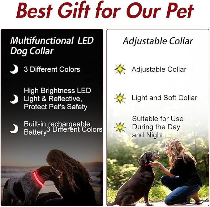 LED Dog Collar, Dog Light Up Collar,for Night Walking (Red, X-Large) | Full Adjustable,Waterproof,Nylon,Soft,Super Bright Light Collars for Small Medium and Large Dogs,USB C to Charge - Image 5