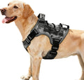 Heavy-Duty Tactical Dog Harness for Large Dogs, No Pull Adjustable Reflective Pet Vest with Molle System, K9 Military-Grade Control for Service Training, Outdoor & 10+ Breeds, Gray Camo, Medium by Bruvoalon