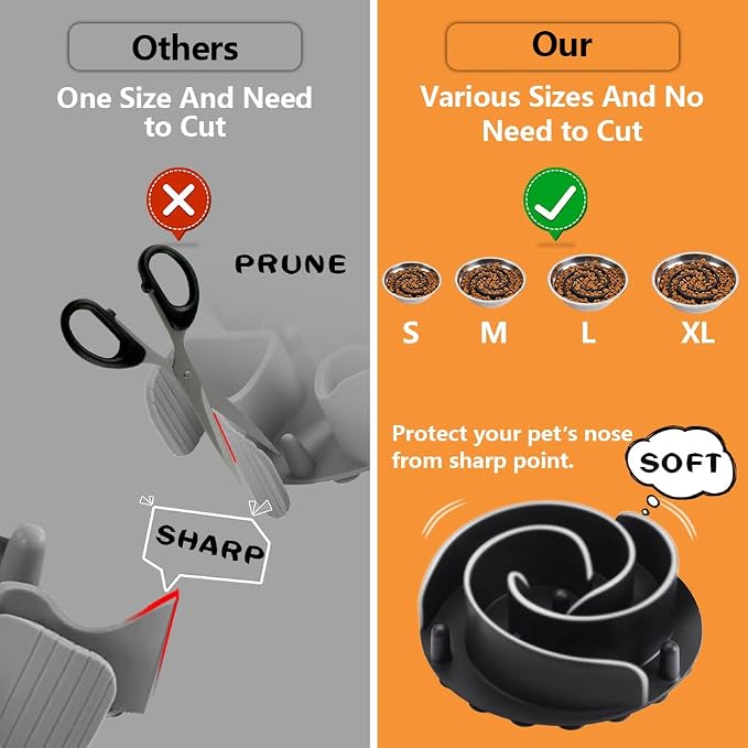 Slow Feeder Dog Bowls Insert, Animire Soft Silicone Slow Eating Dog Food Bowl for Small, Medium and Large Dogs, Compatible with Regular and Elevated Bowls - Image 3