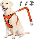 Lukovee Dog Car Harness Seat Belt, Harness & Seatbelt with 2 in 1 Buckle | Adjustable Soft Breathable Mesh Harness, Reflective Elastic Reflective Tether, for Small Medium Large Dogs Pets (Orange, L) by Lukovee