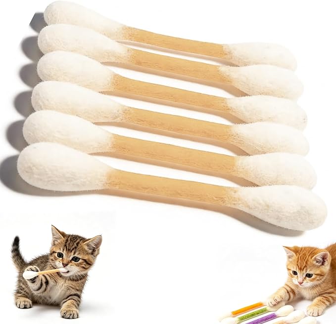 Cotton Swabs Cat Toys with Catnip,6Pack Giant Kitten Chew Sticks for Indoor Boredom,Durable Big Kitten Chew Dental Teething Ropes,Big Interactive Felt Kitty Kicker Play Lover Gift Accessories (Yellow) by Unknown