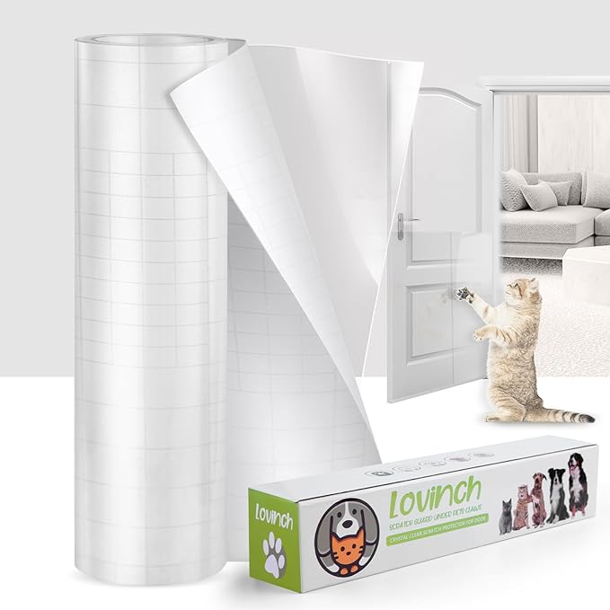[Thicken Vinyl] Anti Cat Scratch Furniture Protector, Single-Sided Sticky Couch Protector for Cats, Flexible Couch Corner Guard Under Cats Claw, Cat Scratch Deterrent Tape-(160" x 12.4") by BETTERSERVICEWITHBETTERPRODUCT