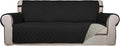 PureFit Reversible Quilted Sofa Cover Dog Couch Covers for Sofa, 66 in | Black/Beige, Water Resistant Couch Protector, Washable Pet Couch Cover with Non Slip and Elastic Straps For Kids by PureFit