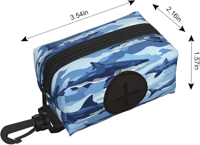 Dog Poop Bag Holder for Leashes - Lightweight Pet Waste Bags Dispenser Doggy Zippered Pouch for Puppy Walking Accessories(Camouflage Shark) - Image 3