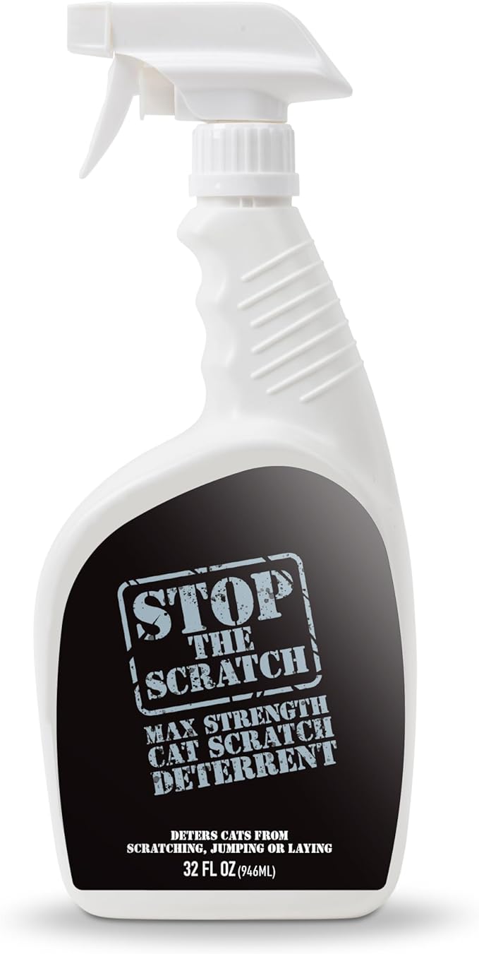 Stop the Scratch Cat Scratch Spray Deterrent – Rosemary Oil, 32 oz | Protect Couches & Carpets — big-value, non-toxic spray for multi-cat homes, gentle around greenery, floors & furniture by EmmysBestPetProducts