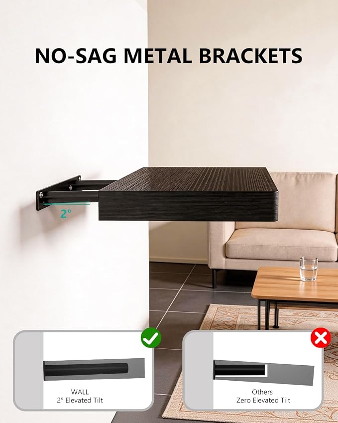 WALI Floating Shelves for Wall, 3 Tier Bathroom Storage Shelf Over Toilet, for Bedroom Bookshelf, Living Room Decor, Kitchen, Nursery, Laundry, Soundbar Floating Shelf Mount Under TV (CS103L), Black - Image 4