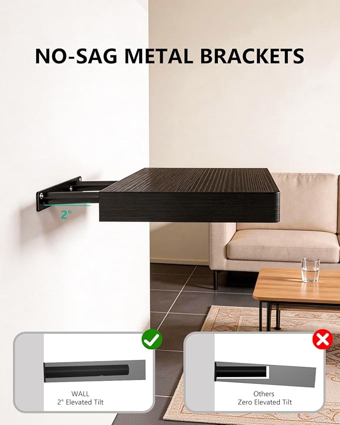 WALI Floating Shelves for Wall, 1 Tier Bathroom Storage Shelf Over Toilet, for Bedroom Bookshelf, Living Room Decor, Kitchen, Nursery, Laundry, Soundbar Floating Shelf Mount Under TV (CS101L), Black - Image 4
