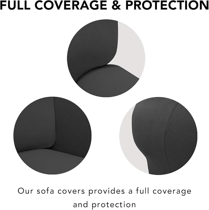 PureFit Stretch Couch Covers for Sofa Large Sofa Slipcovers Dark Gray | 1-Piece Spandex Couch cover Soft Couch protector, Sofa cover Washable with Non Skid Foam and Elastic Bottom for Kids, Dogs - Image 3
