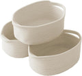JMvicyroam Small Woven Basket, Empty Gift Basket, White/3 Pack | Small Gift Basket, Cotton Rope, 12 x 8 x 8 in, Handles, Includes Ribbon and Bag, Birthday Gift Basket by JMvicyroam