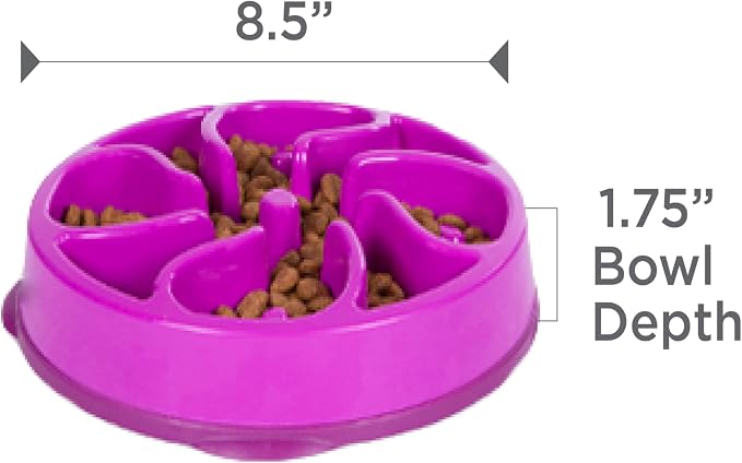Outward Hound Fun Feeder Slo Bowl – Medium 2‑Cup Capacity, Slow Feeding, Small to Medium Dogs & Cats, Non-Slip, Purple, Flower Pattern | Slows Fast Eaters, Can Aid Digestion, Holds 2 Cups Dry or Wet Food, Non-Slip, Easy Clean, No BPA, Small to Medium D... - Image 7