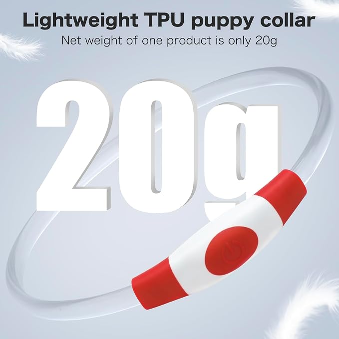 Light Up Dog Collar - Rainproof LED Dog Collar Rechargeable - TPU Cuttable Glowing Puppy Collar for Small Dogs& Cats, High Visibility Safety Dog Lights for Night Walking (XS-Red 40cm) - Image 5