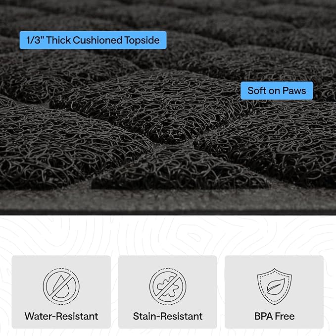 GORILLA GRIP Cat Litter Box Mat, 35x23, Cushioned Coil Mesh Litter Trapping Mats, Scatter Control Supplies for Less Mess, Phthalate Free, Ultra Deep Catch Grooves, Rinse or Vacuum to Clean, Black - Image 5