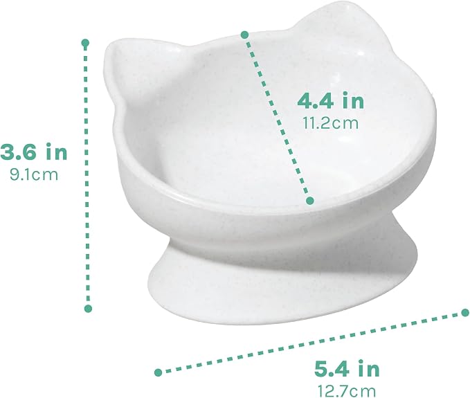Kitty City Elevated Cat Bowls (Set of 2), Whisker-Friendly Raised Cat Food & Water Dishes, Modern Pedestal Design, Dishwasher Safe, 6.5 oz Each – White & Gray - Image 6