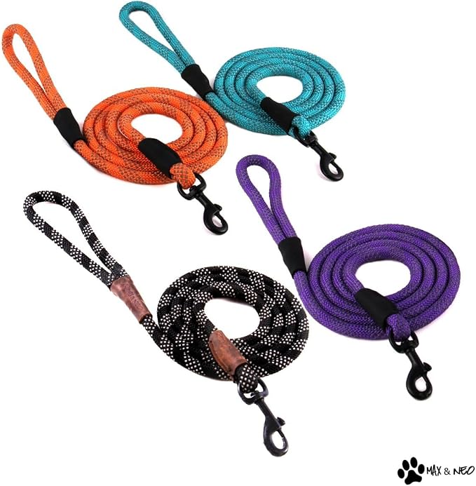 Max and Neo Rope Leash Reflective - 6 FT x 1/2" (Black, Donates to Dog Rescue) - Image 6