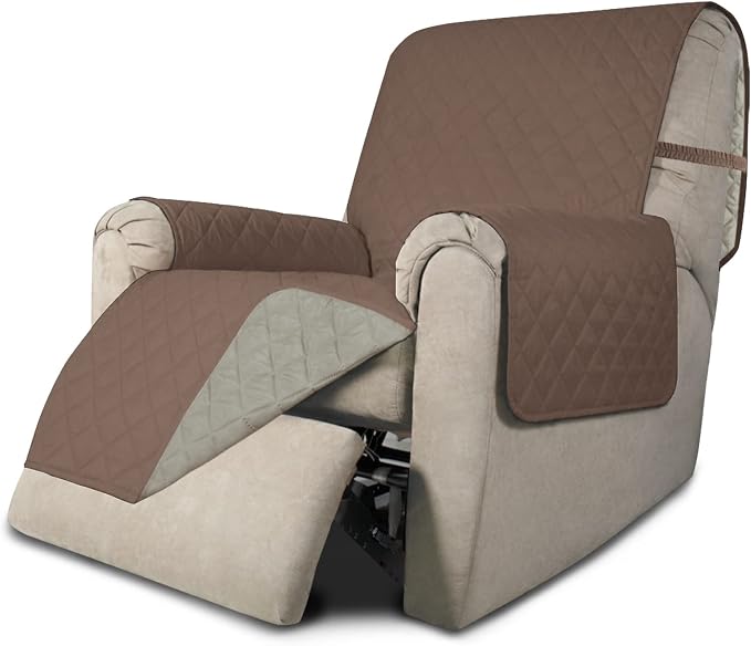 Easy-Going Reversible Couch Cover, Recliner 22 in, Brown/Beige | Machine Washable Slipcover For Dogs, Water Resistant Furniture Mat For Living Room, Non-Slip Sofa Cover, Pet Friendly by Easy-Going