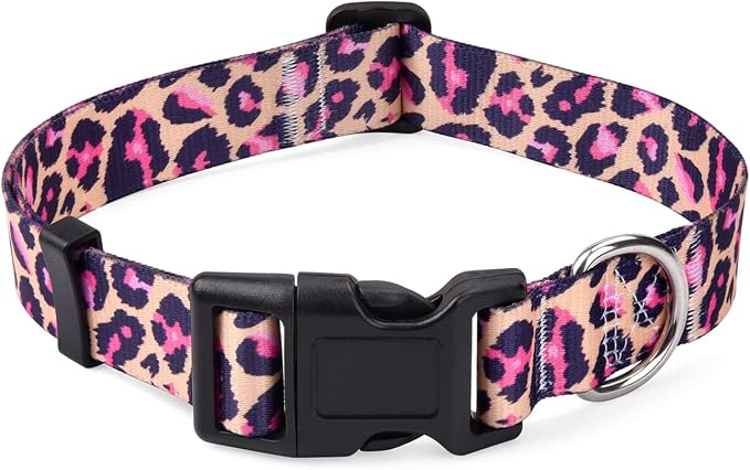 Mihqy Dog Collar for Small Dogs Puppy Cats,Fashion Design, Pink Leopard,XS | Neck Fit 7.9"-11.8", Multiple Patterns，4 Sizes for Small Medium Large Dogs, Comfortable for Walks and Outdoor Hikes - Image 2