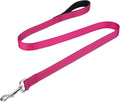 FunTags Reflective Nylon Dog Leash for Small & Medium Dogs, 4FT Training | Comfortable Padded Grip, Stay Safe at Night, 360° Anti-Tangle Swivel, for Dog Parks & Trails, Hot Pink by FUNSTARTSHERE