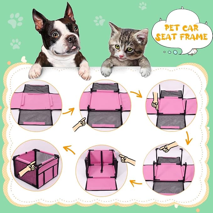 Dog Car Seat Puppy Portable Pet Booster Car Seat with Clip-On Safety Leash and Stable Fram, Anti-Collapse,Perfect for Small Pets - Image 3