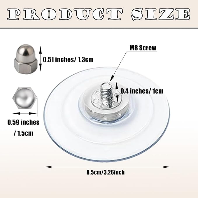 Cat Window Perch Suction Cup Replacement Accessories Clear Strong Suction Cup with Stainless Steel Screw Nuts, Set of 4 (Clear Silver) - Image 2