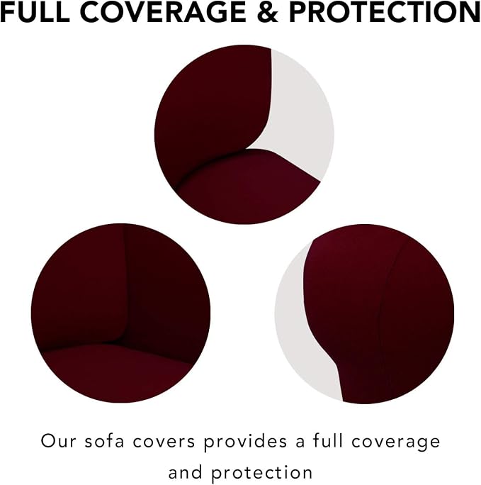 PureFit Stretch Oversized Couch Covers Fleece Sofa Slipcovers Wine | 1-Piece Sofa Cover Washable Soft Couch Protector, Couch Slipcover with Non Skid Foam and Elastic Bottom for Kids, Dogs - Image 3