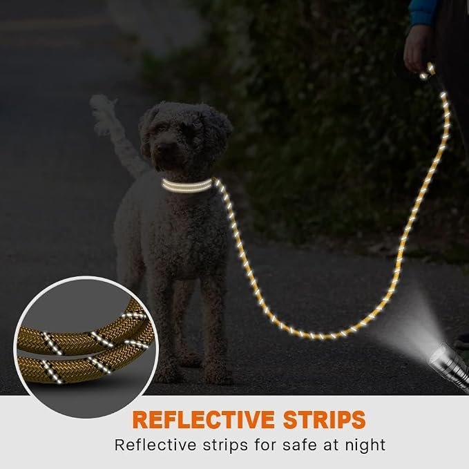 Taglory Rope Dog Leash for Small Medium Dogs, 4 FT Padded Handle, Yellow | Made of Climbing Rope, Reflective for Night Walks and Training, Comfortable Grip, Anti-tangle Swivel Clip, 3/8 inch - Image 5