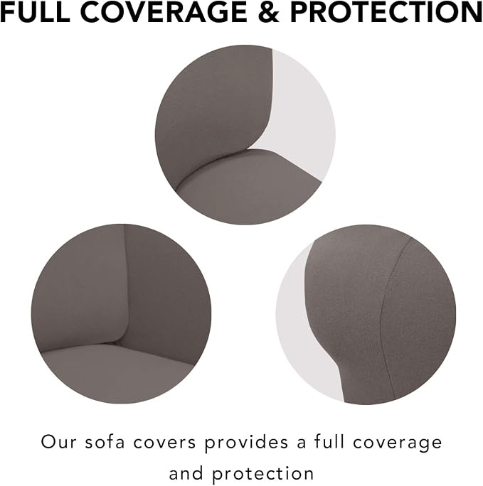 PureFit Super Stretch Chair Covers Fleece Couch Covers for Sofa Taupe | 1-Piece Spandex Couch Cover Soft Couch Protector, Sofa Cover Washable with Non Skid Foam and Elastic Bottom for Kids, Dogs - Image 3