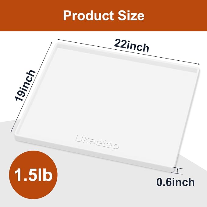 22" x 19" Extra Thick Silicone Mat Waterproof with Raised Edge, White | Under Sink Mat for Kitchen & Bathroom, Kitchen Cabinet Liner, Multi-Purpose for Storage & Protection - Image 6