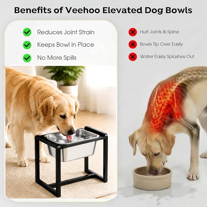 Adjustable Height Elevated Large Dog Water Bowls with Stainless Steel Bowls and Metal Stand，4-Level (8/10/12/14 Inches) Pet Bowl for Dogs for Large Medium Dogs - Durable, Easy to Clean (2.4gallon) - Image 7
