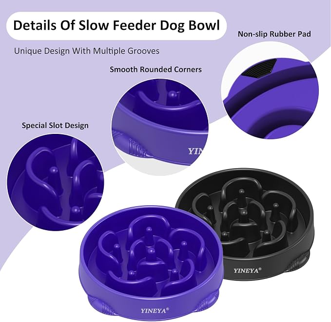 YINEYA 4 Cups Slow Feeder Dog Bowls Large Breed, Anti-Choking Pet Supplies, Maze Dog Food Bowl, Puzzle Feeder That Slow Down Eating 2PCS - Image 4