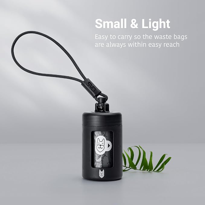 SVD.PET Retractable Dog Poop Bag Dispenser and Waste Bag Holder Kit, Black | Lightweight, Stretchy Strap Fits Any Dog Leash, Leak-Proof Bag Starter Roll Included, Dog Essentials for Walking and Travel - Image 4