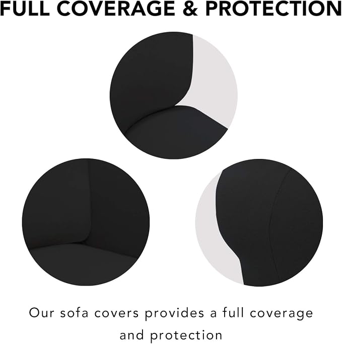 PureFit Stretch Couch Covers for Sofa Large Sofa Slipcovers Black | 1-Piece Sofa Cover Washable Soft Couch Protector, Couch Slipcover with Non Skid Foam and Elastic Bottom for Kids, Dogs - Image 3