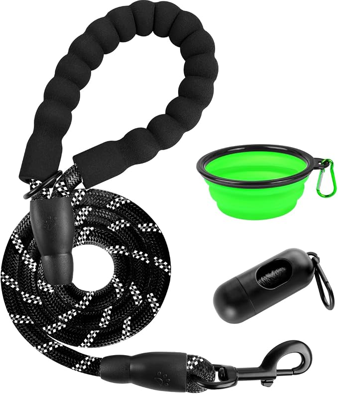 BARKBAY Dog Leashes for Large Dogs Heavy Duty Dog Leash 4/5/6 FT with Comfortable Padded Handle and Highly Reflective Threads for Medium Large Dogs Walking Training Running (4FT-1/2'',Black) by BARKBAY