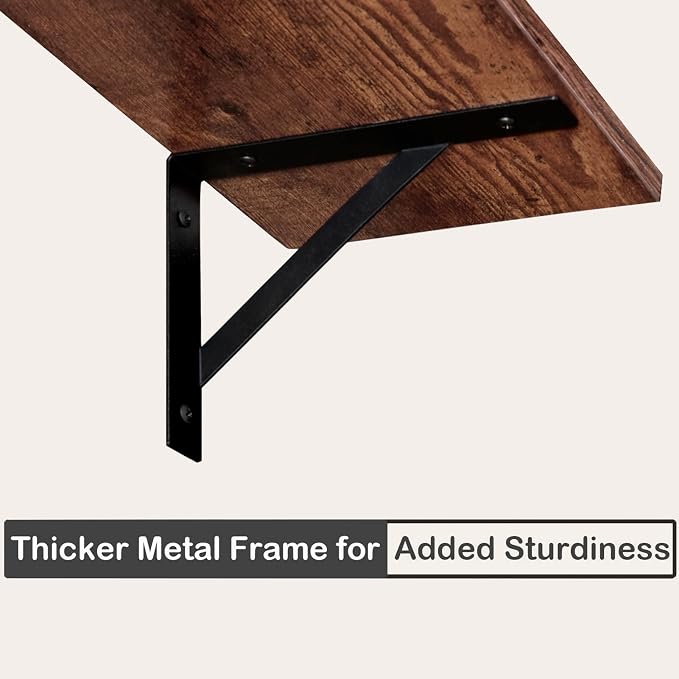 Long Wall Shelves, 39.4Inch Wooden Wall Mounted Shelves, Set of 4 | Floating Book Shelf with Metal Brackets, Easy Assembly, Max Load 33lbs, Wall Storage Ledges, Bathroom/Bedroom, Rustic Brown - Image 8