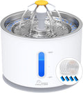 Wonder Creature Cat Water Fountain Stainless Steel Lid with 4 Filters, 81oz | 2.4L Pet Fountain with 4 Filters, 4 Sponges, Quiet Pump, Water Level Window, Stainless Steel Lid for Cats and Dogs by WonderCreature