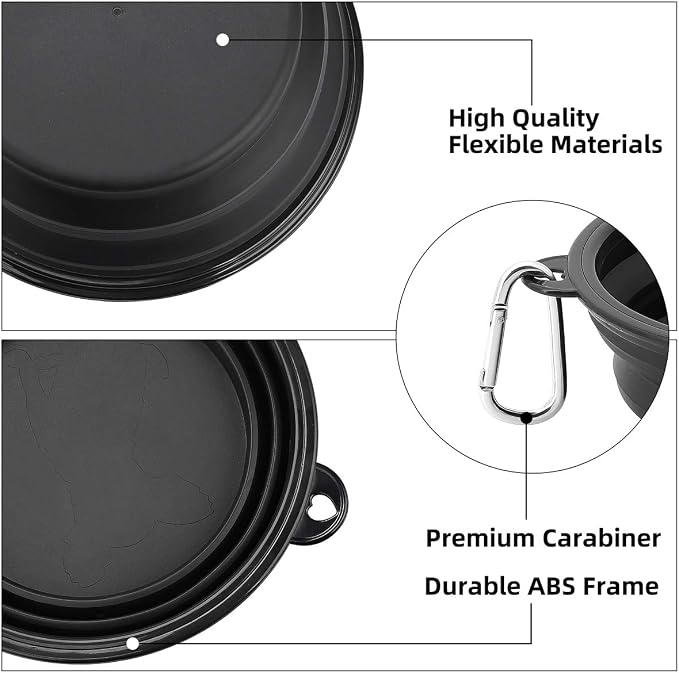 Kytely Large Collapsible Dog Bowls 2 Pack, 34oz Foldable Dog Travel Bowl | Portable Dog Water Food Bowl with Clasp, Pet Cat Feeding Cup Dish for Traveling, Walking, Parking - Image 3