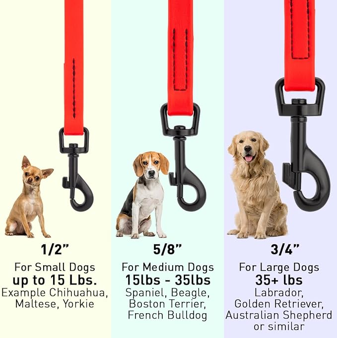 Dogline Biothane Waterproof Dog Leash Strong Coated Nylon Webbing with Black Hardware Odor-Proof Easy to Clean High Performance for Small or Large Dogs Made in USA 4 or 6 ft Lead, Cherry Red - Image 3