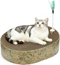 Cat Scratcher Cardboard, 2in1 Oval Cat Scratcher Bed for Indoor Cats Cat, Scratch Pad Bowl with Scratching Toy, Cozy Oval Cat Scratch Bed Furniture for Kittens & Medium Size Cats(Green) by ARGOPET
