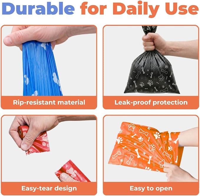Best Pet Supplies Poop Bags for Dogs - Assorted Colors, 360 Count | Scented, Leak-proof, Easy-Tear perforations, 15 Thick Bags per roll, Outdoor Walking & Travel, Fits Standard Holders - Image 4