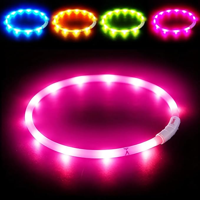 LaRoo LED Dog Collar, USB Rechargeable Flashing Light Dog Collar, Nighttime Safety, Cuttable Size for Small Medium Large Dogs, Makes Your Pet Visible in The Dark (Rose Red) - Image 9