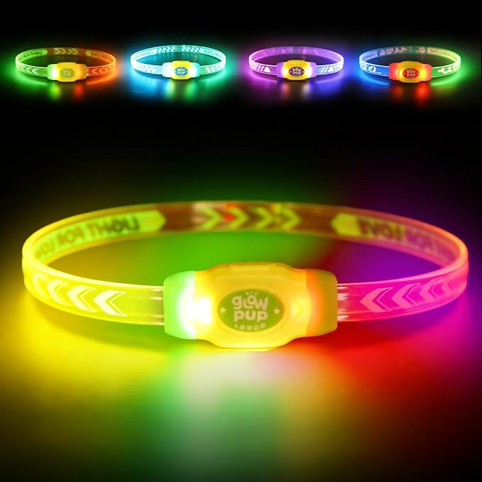 LaRoo LED Light Up Dog Collar, Type-C Rechargeable, Multi-Color Glowing Safety Pet Collar, Cuttable IP67 Waterproof, Night Walk High Visibility Collar Safety Dog Light for Small Medium Dogs (Green) by LaRoo
