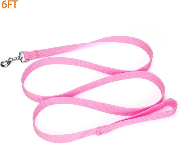 Strong Durable Nylon Dog Training Leash, 1 Inch Wide Traction Rope, 6 ft Long, for Small and Medium Dog (Pink, 6 Feet) - Image 2