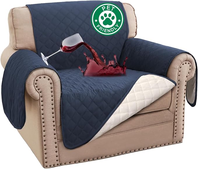 Turquoize 100% Waterproof Sofa Covers Chair Cover Slipcover Couch Protector Triple Non-Slip Sofa Slipcover for 1 Cushion Furniture Protector for Pets, Kids,Dog (Chair 23", Navy) by Turquoize