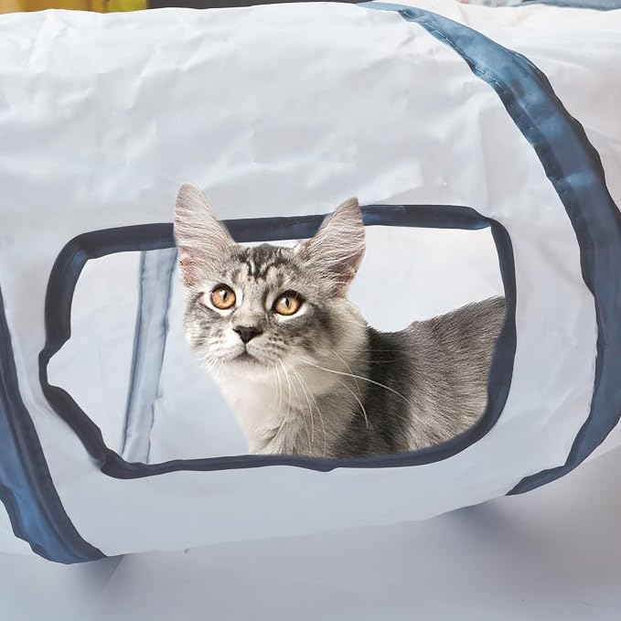 Cat Tunnel, Cat Tunnels for Indoor Cats, S-Shape Foldable Cats Cave | Interactive Toy Pet Tube with Interactive Peephole Crinkle Sounds for Rabbits, Kittens, Ferrets, Puppy Playing & Exploring - Image 6