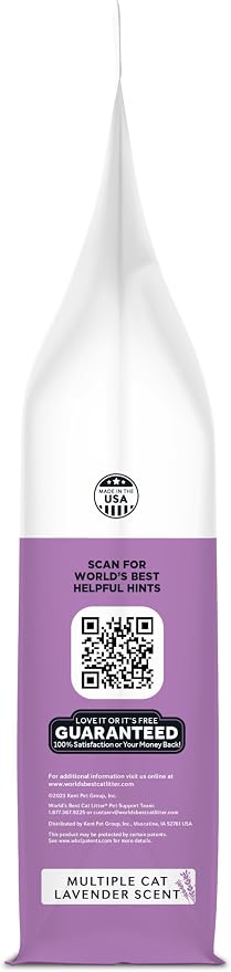 World's Best Cat Litter, Lavender Scented, Long-Lasting Odor Control, 15 lb | Controls multi-cat odors with a calming lavender scent; natural corn litter, quick clumping, flushable, 99% dust free formula - Image 8